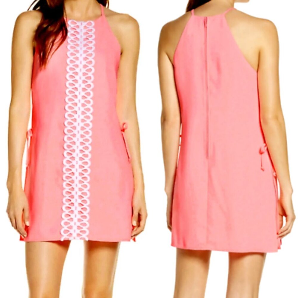 Lilly Pulitzer Pearl dress Romper shorts jumper Coral Guipure crochet lace 4